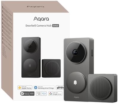 Aqara Smart Doorbell Camera G410 with Chime, 2K, HomeKit Secure Video, 2-Way Audio, Built-in Matter Hub, Wireless/Wired, Supports Apple Home, Alexa, Google, Home Assistant, 2.4G/5GHz Wi-Fi, Black