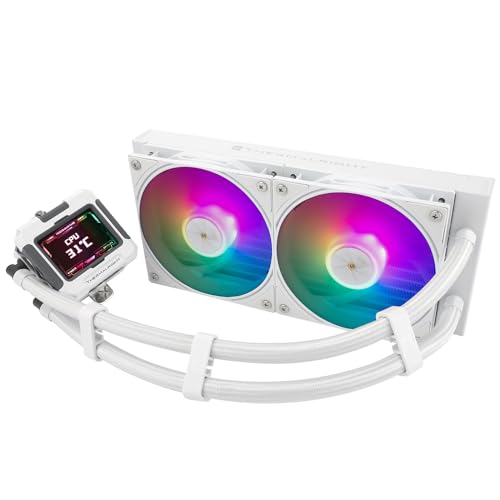 Thermalright FW 360 Black ARGB-360mm AIO CPU Liquid Cooler,IPS LCD Screen with 320 * 240 Resolution,for AM5/Intel LGA1700,‘2.4 inch’Magnet-Absorbent LCD Screen for Images -Black