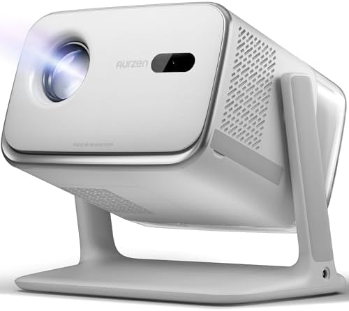 Aurzen Boom mini Google TV 4K Supported Smart Projector with WiFi and Bluetooth, Outdoor & Home Movie Projector with 20W Speakers DoIby Audio, Real-Time Focus & Keystone, 500 ANSI Lumens, Black