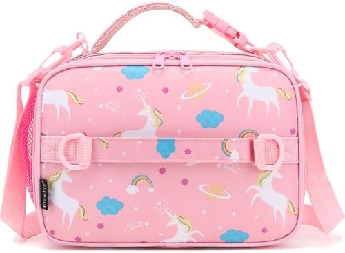 FlowFly Kids Lunch Box Insulated Soft Bag Mini Cooler Back to School Thermal Meal Tote Kit for Girls, Boys, Black