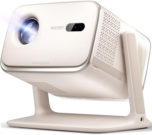 Aurzen Boom mini Google TV 4K Supported Smart Projector with WiFi and Bluetooth, Outdoor & Home Movie Projector with 20W Speakers DoIby Audio, Real-Time Focus & Keystone, 500 ANSI Lumens, Black