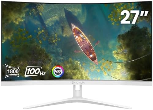 CRUA 34 Inch Curved Gaming Monitor 144HZ, White 21:9 Ultra Wide PC Monitor 1500R WQHD 3440X1440P 120% sRGB Computer Display/VA Panel/PIP& PBP/HDMI2.0 & DP1.4/Tilt Adjustment/Wall Mountable