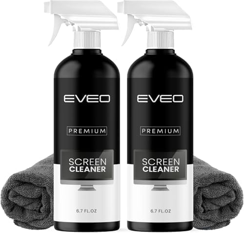 EVEO® Screen Cleaner Spray Kit (Streak-Free) TV Screen Cleaner for Smart TV, LCD, LED, OLED | Computer Spray and Wipe Microfiber Cloth for Monitor, Laptop, iPad, Car & More - 1 Pack