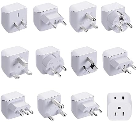Ceptics Universal Travel Adapter kit, Dual USB (QC 3.0) + 2 US outlets + USB-C Cable, Use with Chargers, Cell Phones, Laptops, 6 Plug attachments for Worldwide use (Does Not Convert Voltage) (WPS-2B)