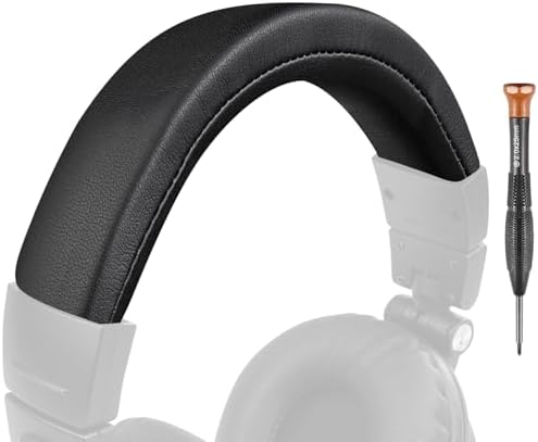 SOULWIT Protein Leather Headband Cover for Audio Technica ATH M50, M50X, M50XWH, M50XBT, M50XBT2, M50S/LE, M50xSTS Headphones, Replacement Headstrap Pad Repair Part (Black)
