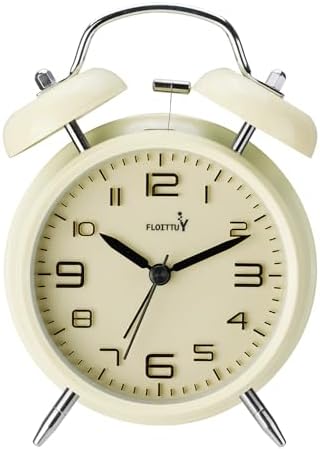 FLOITTUY (Loud Alarm for Deep Sleepers) 4'' Twin Bell Alarm Clock with Backlight for Bedroom and Home Decoration(Black)