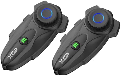 XGP X10 Mesh Motorcycle Bluetooth Headset – 10 Riders Group Intercom 3000m Range, Bluetooth 5.3 Helmet Communication System with Audio Multitasking, Music Sharing & IP67 Waterproof (2 Pack)