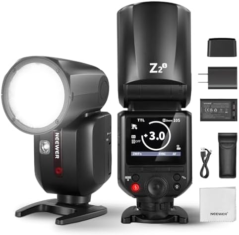 NEEWER Z2PRO-C 2.4G TTL Round Head Flash Speedlite Compatible with Canon, Wireless Compatible with Godox, Upgraded UI, 76Ws 1/8000s HSS, TTL/M TCM Switch, 7.2V/3000mAh Battery, 600 Full Power Flash