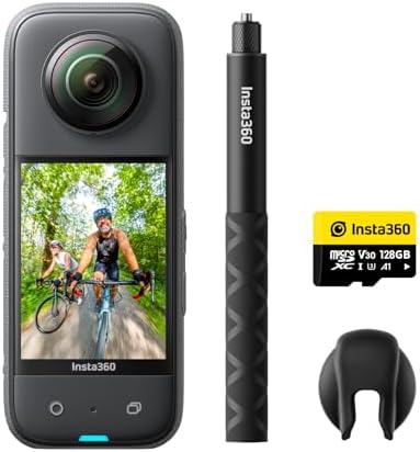 Insta360 Get-Set Bundle- Insta360 X3 Waterproof 360 Action Camera with 1 2 48Mp Sensors, Active HDR Video, 72Mp 360 Photo, 4K Single Lens, 60Fps Me Mode, Stabilization, 2.29 Touchscreen, Ai Editing