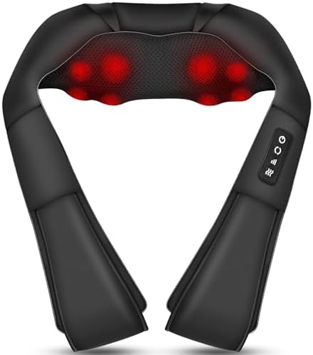 Neck Massager with Heat, Shiatsu Back Neck and Shoulder Massager - Gifts for Women/men/Mom/Dad - Electric Deeper Tissue 4D Kneading Massage, Use at Home, Office, Car - PuriLite