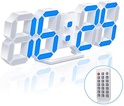 EDUP HOME 3D LED Wall Clock Desk Alarm Clock 7 Colors 9.7" with Remote Control, Digital Alarm Clock Adjustable Brightness Timer 12/24 Hr Time/Date/Temperature for Kid Bedroom/Kitchen/Office