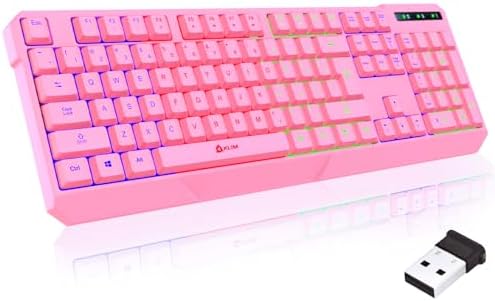 KLIM Chroma Wireless Gaming Keyboard RGB New - Long-Lasting Rechargeable Battery - Quick and Quiet Typing - Water Resistant Backlit Wireless Keyboard for PC PS5 PS4 Mac - Black