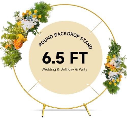 JEBUTU Balloon Arch Stand Metal Round Backdrop Stand Circle Balloon Arch Frame Wedding Arches 6.5FT for Ceremony Birthday Party Baby Shower Decoration