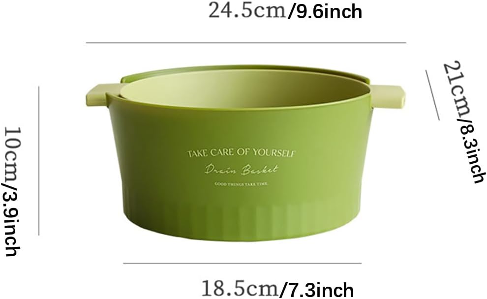 Kitchen Washbas Food Strainer Drain Basket Rotating Drainer Double-Layer Basin Vegetable Fruit Washing Strainer