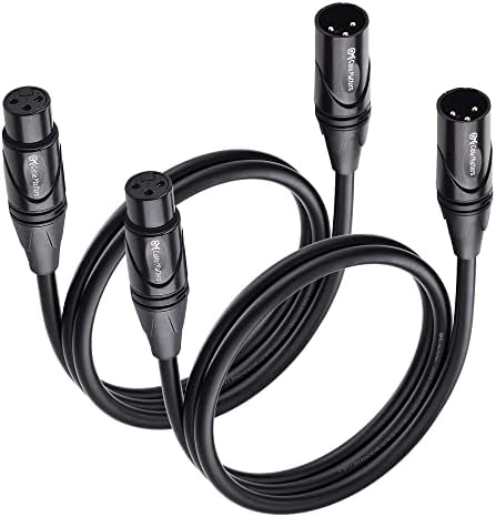Cable Matters 2-Pack Premium XLR to XLR Cables - 6ft, Male to Female Microphone Cable, Oxygen-Free Copper (OFC) Mic Cord, Black