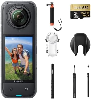 Insta360 X4 Endurance Bundle - 8K Waterproof 360 Action Camera, 4K Wide-Angle Video, Invisible Selfie Stick, Removable Lens Guards, 135 Min Battery Life, AI Editing, Stabilization, for Sports, Travel