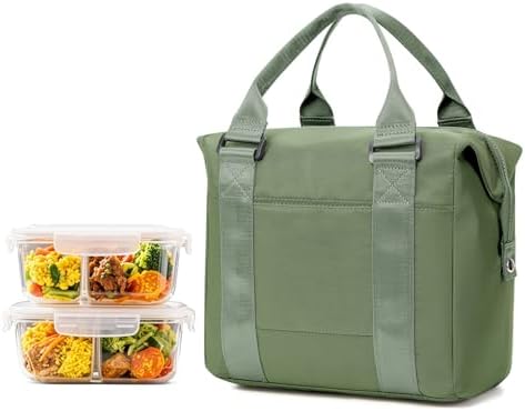 Lunch Bag Insulated Lunch Box Leakproof Lunch Tote Bags for Women Men,Portable Thermal Cooler Bag Lunch Containers with Shoulder Strap for Work, Family, Picnic, School, Outdoor,BBQ C2-Pinkpurple
