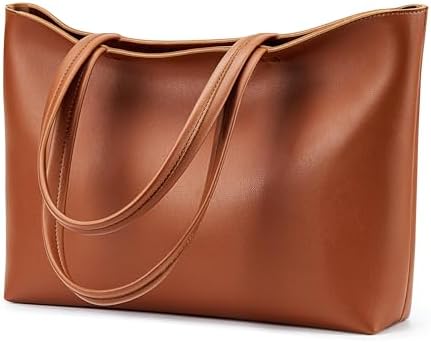 KALIDI Tote Bag Zipper Shoulder Bag Faux Leather Purses for Women Large Casual Handbag Work Dating College