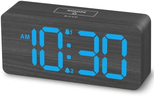 Purilite Select Wooden Digital Alarm Clock with Large LED Display
