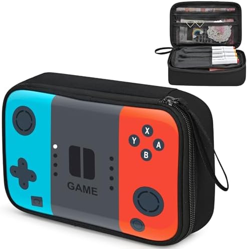 Gamer Pencil Case for Boys, Large Cute Pencil Pouch for Kids Teens with Handle, Sturdy School Supplies Marker Pen Organizer, Big Pen Box Pouch Pencil Bag for Art Office Student School Supply