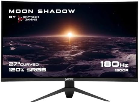 Skytech Gaming 27-inch Curved Gaming Monitor up to 180Hz, QHD 2K(2560 x 1440), 3.7ms Response Time, 1500R VA Panel, FreeSync & G-Sync Support, Swivel Tilt Height Pivot Adjustable, HDMI & DisplayPort