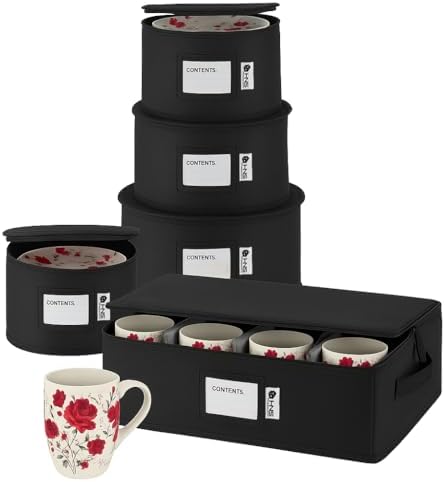 Hard Shell China Storage Containers | Dish Storage Boxes | Moving Storage Containers | Dinnerware Organizer Set | Seasonal Storage Solutions - PuriLite