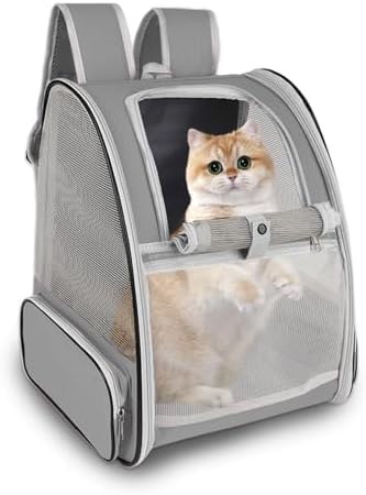 Cat Backpack Carrier,Pet Carrier Airline Approved for Small Dog Cat Puppy Kitten Bunny,Ventilated Mesh Design Animal Backpack for Hiking Camping Travel Bag (Black)