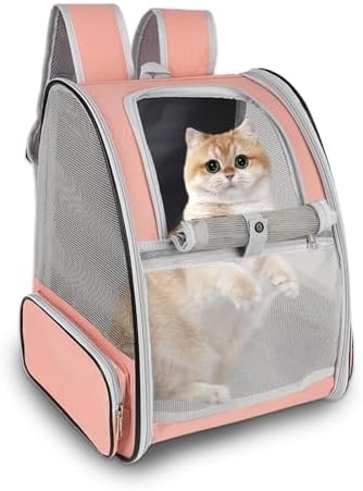 Cat Backpack Carrier,Pet Carrier Airline Approved for Small Dog Cat Puppy Kitten Bunny,Ventilated Mesh Design Animal Backpack for Hiking Camping Travel Bag (Black)