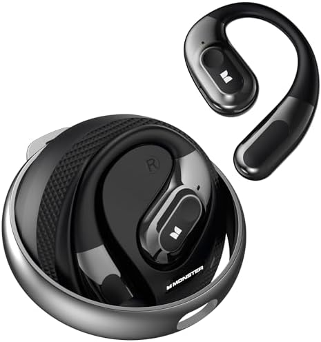 Monster AI Translation Earbuds AC330, 3-in-1 Translator Earbuds Bluetooth 6.0, Wireless Open Ear Headphones with 115 Languages Real-Time Translation, Stylish Rotating Case with Lanyard, Black