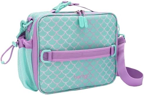 Bentgo® Kids Lunch Bag - Durable, Double Insulated, Water-Resistant Fabric, Interior & Exterior Zippered Pockets, Water Bottle Holder - Ideal for Children 3+ (Shark)