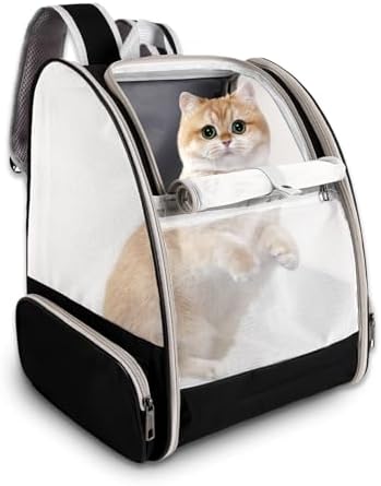 Cat Backpack Carrier,Pet Carrier Airline Approved for Small Dog Cat Puppy Kitten Bunny,Ventilated Mesh Design Animal Backpack for Hiking Camping Travel Bag (Black)