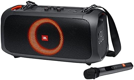 JBL PartyBox On-The-Go Essential - Portable Party Speaker with Built-in Lights and Wireless mic, Amazing JBL Pro Sound, IPX4 splashproof Protection, 6 Hours of Playtime, Convenient Shoulder Strap