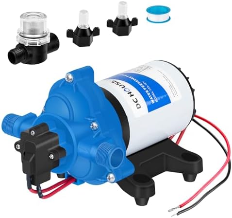 DC HOUSE 12V RV Fresh Water Pump 3.0GPM 45 PSI 12Volt DC Water Pressure Diaphragm Pump On Demand for Camper Trailer Off-Grid Cottage Yacht House