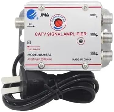 Adjustable 1 in 2/3/4/6/8 Out Cable TV Splitter Amplifier 20dB Digital TV Antenna Signal Booster(1 in 6 Out)