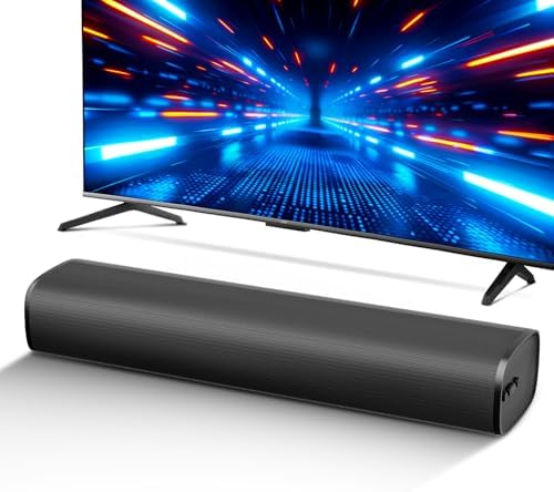 MZEIBO 50W Mini TV Sound Bar, Bluetooth Sound Bar with ARC/Optical/AUX, Compact Surround Sound System for Smart TVs, PCs, Projectors & Gaming