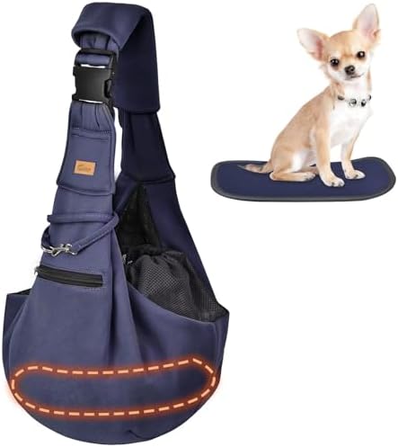 Cuby Adjustable Dog Cat Sling Padded Hard Bottom Pet Carrier Sling Soft Carrying Puppy Bag for Small Dogs Cats Outdoor Travel (Grayish-White)