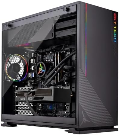 Skytech Shadow Gaming PC Desktop, Ryzen 5 5600 3.5 Ghz (4.4GHz Turbo Boost), AMD RX 6600 8GB GDDR6, 1TB SSD, 16GB DDR4 RAM 3200, 650W Gold PSU, Wi-Fi, Win 11 Home