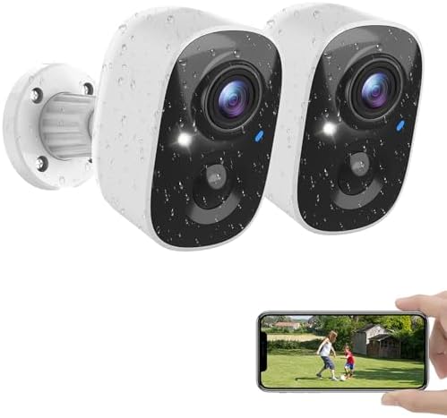 MaxiViz Wireless Camera Outdoor, Battery Powered Security Camera with 2K Color Night Vision, Outside Cameras with AI Motion Detection, 2-Way Talk, IP66 Weatherproof, SD/Cloud Storage, 2 Packs