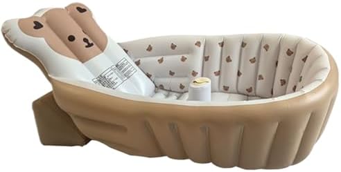 Baby Bath Tub, Inflatable Toddler Wash Tub Bath Seat With Pump | Adjustable Bathing Support Seat, Foldable Sitting Shower Bathtub For Camping Beach Travel Outdoor