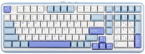 EPOMAKER TH99 Tri-Mode Wireless Mechanical Keyboard with 8000mAh Battery, Hot Swappable Custom RGB Gaming Keyboard with Numpad, Gasket Creamy for PC/Mac/Office (Blue&White)
