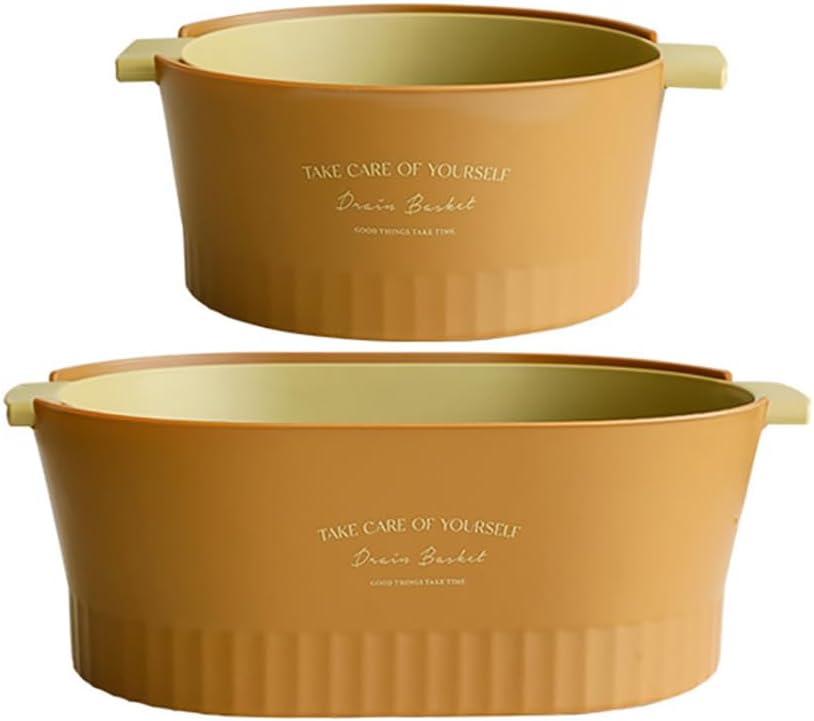 Kitchen Washbas Food Strainer Drain Basket Rotating Drainer Double-Layer Basin Vegetable Fruit Washing Strainer