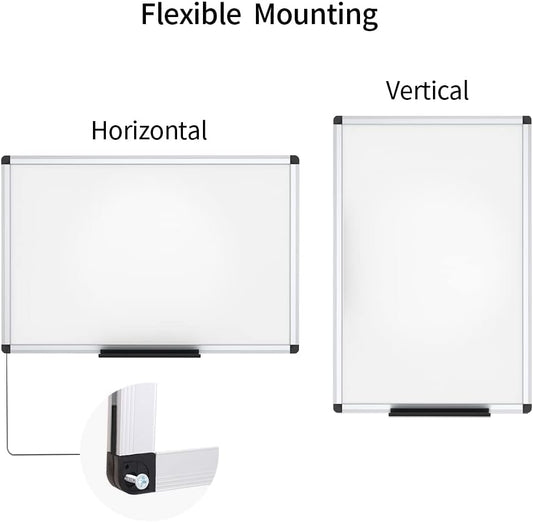 VIZ-PRO Magnetic Whiteboard/Dry Erase Board, 36 X 24 Inches, Includes 1 Eraser & 2 Markers & 4 Magnets | Includes 1 Eraser, 2 Markers & 4 Magnets, 3' x 2', Aluminum Frame, for School Office and Home