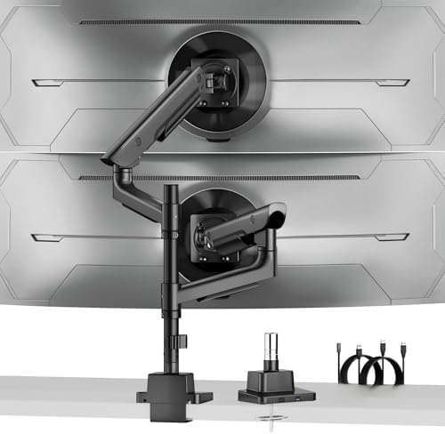 monTEK Premium Aluminum Monitor Arm for 17–57” Ultrawide Screens up to 59 lbs, USB 3.0 Dual Desk Mount with Adjustable Gas Spring, Quick-Release Plate, 10-Min Assembly, Clamp/Grommet, Max VESA 100x100