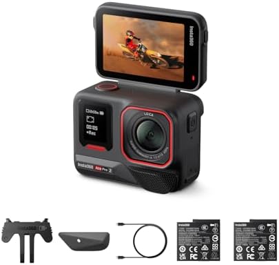 Insta360 Ace Pro 2 Get-Set Bundle- 8K Waterproof Action Camera Co-Engineered with Leica, 1/1.3" Sensor, Dual AI Chip, Leading Low Light, Superior Audio, Flip Screen & AI Editing, Dual Battery