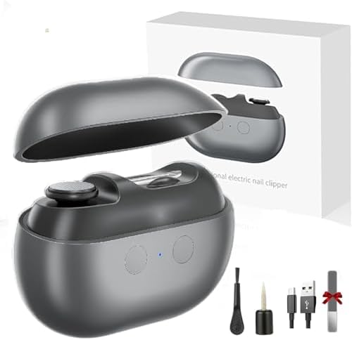 Fanyil/Vueeze/Yosody EasyClip Smart Nail Clipper, New 3-in-1 Multi-Function Easy Clip Electric Nail Clipper, With LED Light & Nails Scraps Storage & Polishing for Adults, Seniors (Black)