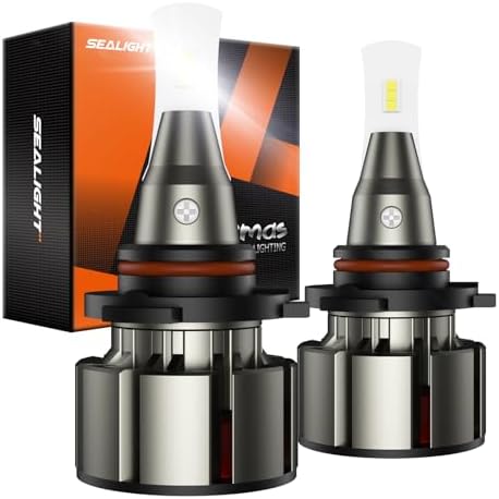 SEALIGHT H7 LED Headlight Bulbs, 800% Super Bright, 6500K Cool White Light Bulbs with Cooling Fan, 1:1 Mini Size H7 led headlight,H7 Halogen Replacement 3 Mins Plug-N-Play, Pack of 2