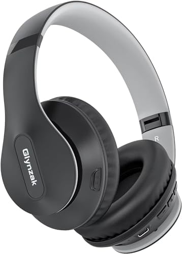 Glynzak Wireless Bluetooth Headphones Over Ear 65H Playtime HiFi Stereo Headset with Microphone and 6EQ Modes Foldable Bluetooth V5.3 Headphones for Desktop Computer Laptop Rose Gold