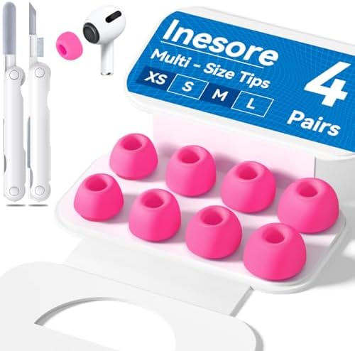 4 Pairs Replacement Ear Tips for AirPods Pro 2nd/1st Generation with Portable Storage Box & Cleaner Pen,Noise Reduction Holewith & Built-in dust Guard Screen,Silicone Ear Tips for AirPods Pro (White)