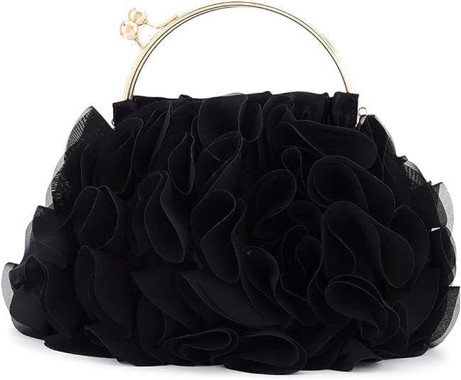 MUDUO Floral Clutch Purses for Women Satin Clutch Evening Bag Party Prom Handbags Bride Purse