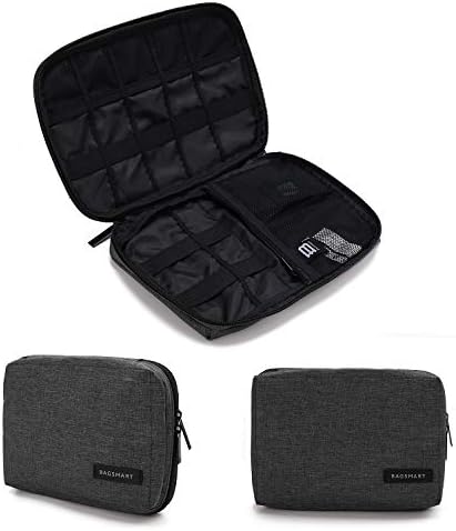 BAGSMART Electronic Organizer, Travel Cable Organizer Double Layer Electronics Accessories Cases Portable for Tablet 7.9", USB Drive, Cords, Black